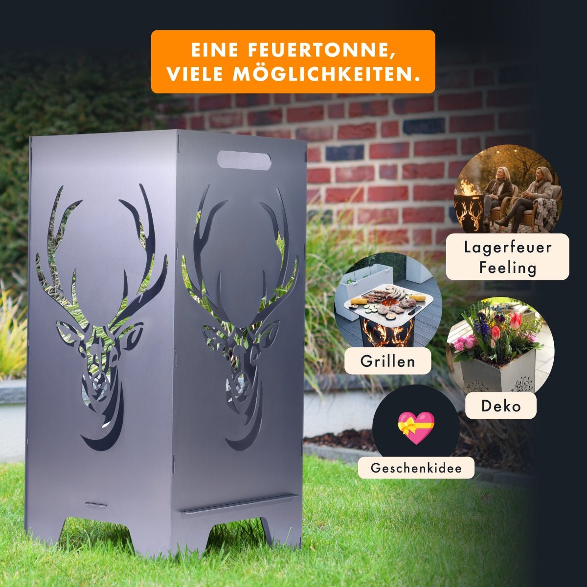 78cm Feuertonne "Hirsch" - Feuertonnen Bertling®