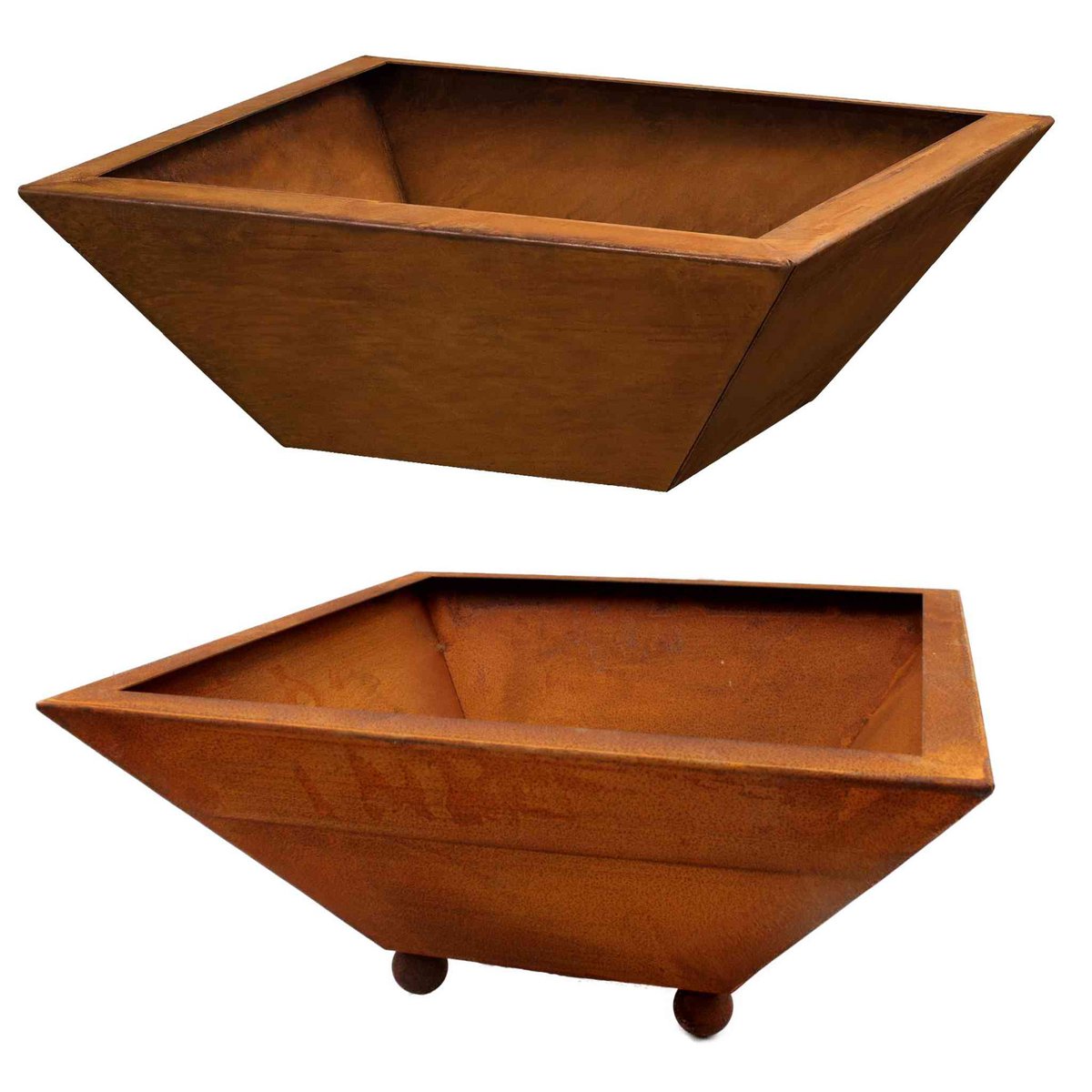 Rost Deko Pflanzschale | 40 x 40 cm Tiefe 15 cm| mit und ohne Kugeln | Shabby Chic Gartendeko - Feuertonnen Bertling®