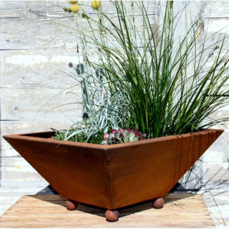Rost Deko Pflanzschale | 40 x 40 cm Tiefe 15 cm| mit und ohne Kugeln | Shabby Chic Gartendeko - Feuertonnen Bertling®