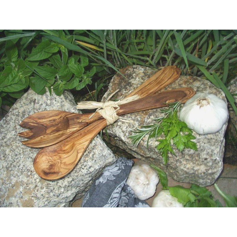 Salatbesteck aus Olivenholz 30 cm - Feuertonnen Bertling®