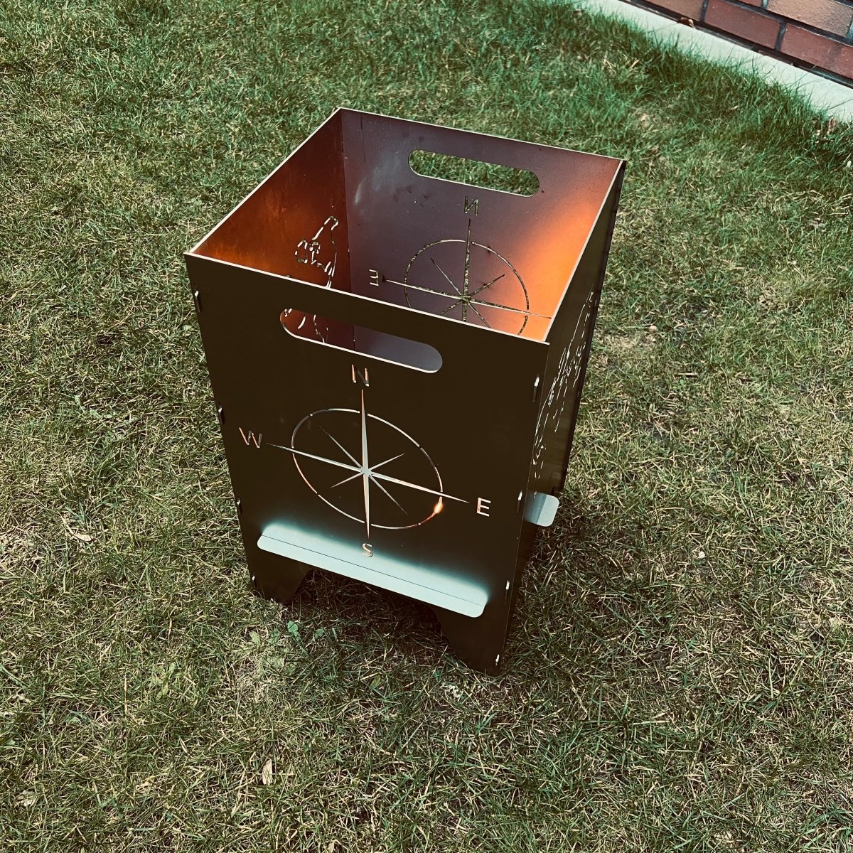 50cm Feuertonne "Kompass & Weltkarte" - Feuertonnen Bertling®