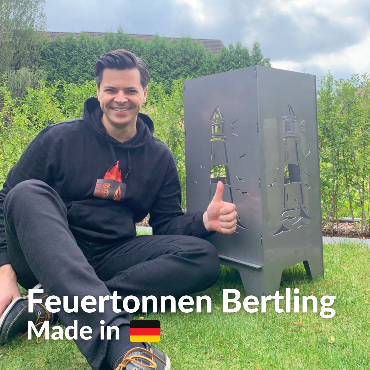 50cm Feuertonne "Kompass & Weltkarte" - Feuertonnen Bertling®