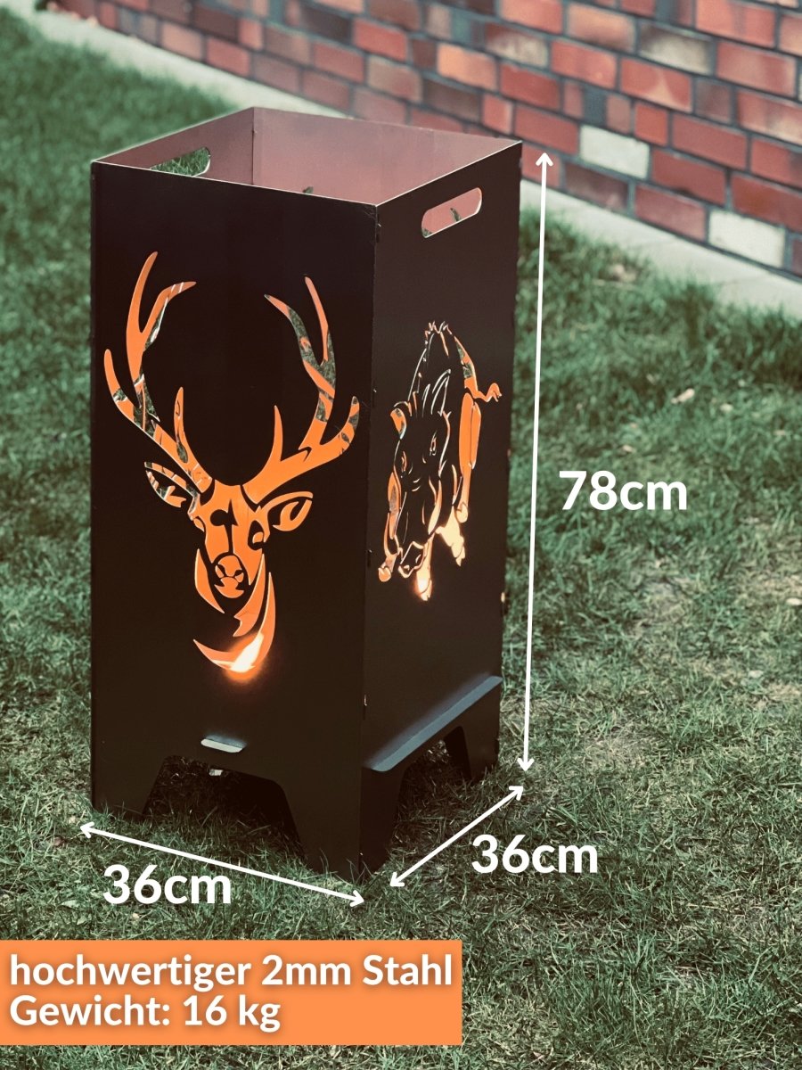 78cm Feuertonne "Hirsch & Wildschwein" - Feuertonnen Bertling®