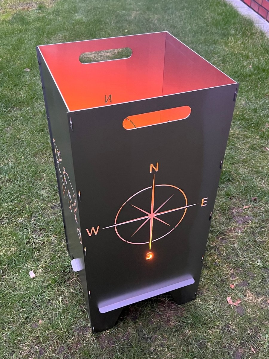78cm Feuertonne "Kompass & Welt" - Feuertonnen Bertling®