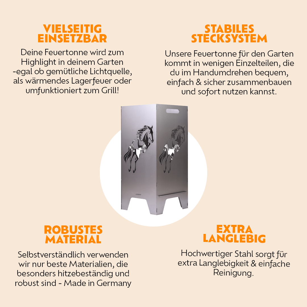78cm Feuertonne "Pferd" - Feuertonnen Bertling®