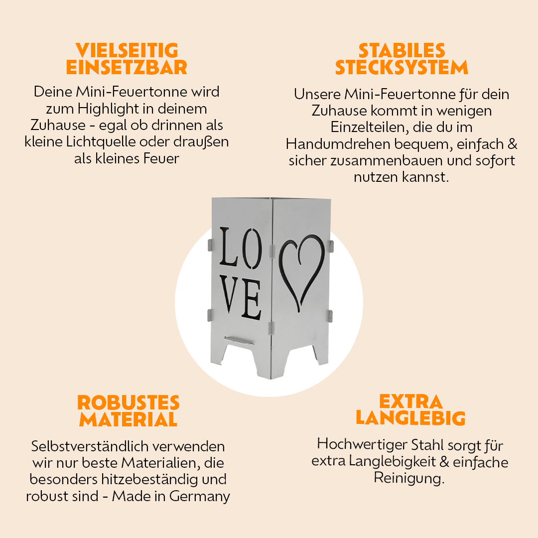 Mini Feuertonne "LOVE" - Feuertonnen Bertling®