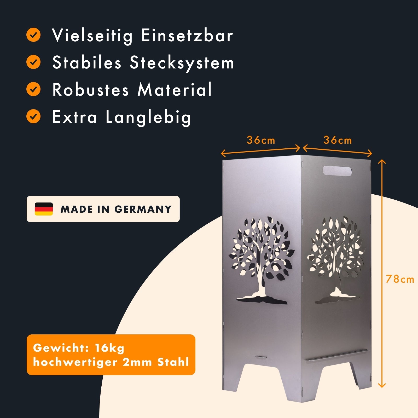 78cm Feuertonne "Lebensbaum" - Feuertonnen Bertling®