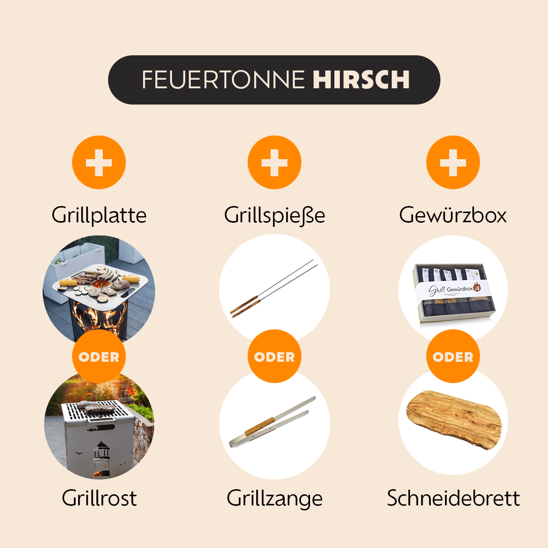 Grillset für Profis "Hirsch" - Feuertonnen Bertling®